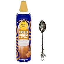 Cold Foam Flavored Coffee Creamer, 14 oz Can with Dumbass Coffee Gem Spoon (Caramel Macchiato) Gem Spoon