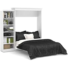 Bestar Versatile Queen Murphy Bed with Closet Organizer (92W) in White, Sleeping Arrangement and Wardrobe for Multipurpose Room