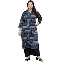 Tissu Women's Plus Size Abstract مطبوعة قطن نقي Kurta & Palazzo