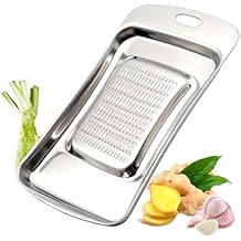 Ginger Grater Stainless Steel Grater Plate for Ginger, Wasabi, Nutmeg & Garlic, Fine Grater Tool for Lemon Zesting, Cheese, Sushi & Tempura, Dishwasher Safe with Hanging Loop, 5.3" x 2.87"