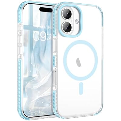 BENTOBEN Magnetic for iPhone 17 6.3 Case, Compatible with Magsafe Military Shockproof Protective Bumper Cute Transparent Slim Anti-Yellowing Women Girl Men Phone Case for iPhone 17 Cover, Clear Blue