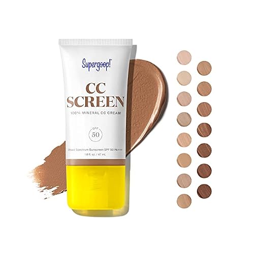 سوبيرجوب! CC Screen - SPF 50 PA CC Cream، 100٪ Mineral Color-Corrector & amp؛ واقي الشمس واسع الطيف - مرطب ملون ، خافي عيوب وأمبير. مؤسسة التغطية القابلة للبناء - 1.6 أونصة سائلة