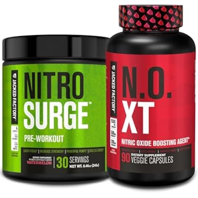 مصنع جاكيد نتروسورج قبل التمرين في البطيخ و N.O. XT Nitric Oxide Booster للرجال والنساء