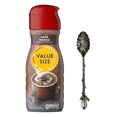 Premium Liquid Coffee Creamer 16 fl oz Bottle of Creamy Smooth Non-Dairy Coffee Creamer with Dumbass Coffee Gem Spoon Cafe Mocha Gem Spoon