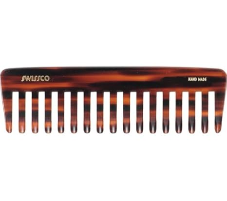 Wide Tooth Comb by Swissco | Detangling Comb for Curly Hair | Handmade Hair Combs for Women and Men | Wide Tooth Comb for Wet Hair | 6 Purse Comb, Brown