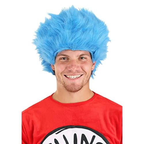elope Dr. Seuss Thing 1 & Thing 2 Blue Fuzzy Costume Wig Standard