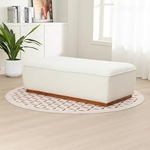 Rectangular Ottoman Coffee Table 30" Premium Fabric upholstered Coffee Table with high Density Foam and Solid Wood Frame, Stylish and Practical Living Room Furniture, White