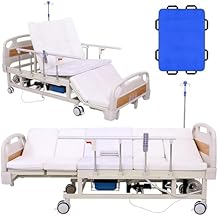 10 Function 550LBS Full Electric Hospital Bed, HomeCare Adjustable Medical Bed with Remote Control, Premium Mattress and Rails, IV Pole, Dining Table, Lockable Quiet Casters (Standard)