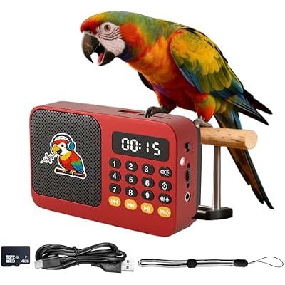 Parrot Talk Player, Easily Teach Your Parrot to Talk and Sing. Red