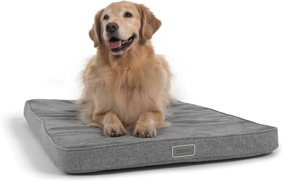 Diggs Snooz Memory Foam Dog Bed - وسادة قفص الكلب ذات الحجم المثالي - سرير الحيوانات الأليفة الفلكي الممتاز للقمامة أو المنزل - رمادي ، كبير