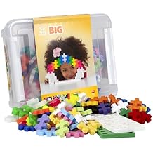 Plus Plus BIG 200 Pieces in Storage Tub, Basic, Neon & Pastel Mix w/ Baseplates - Interlocking Large Puzzle Building Blocks, Quiet Stem Toys for Toddlers - Gifts for Boys & Girls