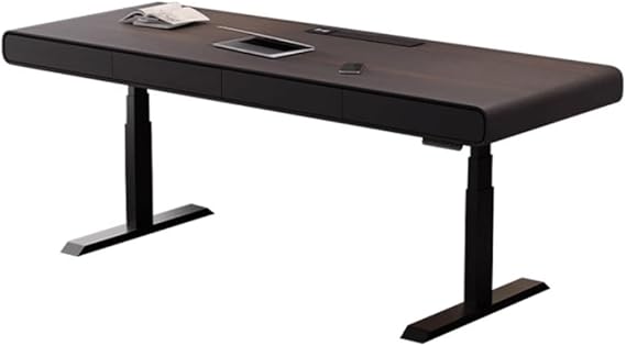 Pc Table Height Adjustable Laptop PC Desk with Drawers, Electric Standing with 2 Memory Heights, Charging Outlets(XXL)