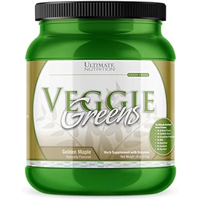 Ultimate Nutrition Veggie Greens Super Food مسحوق بروتين نباتي مع أطعمة كاملة ، بدون سوكرالوز ، استبدال وجبة نباتية ، منخفض الكربوهيدرات ، كيتو ، لا غلوتين ، Golden MapleFlavor ، 18 أونصة ، 64 حصة