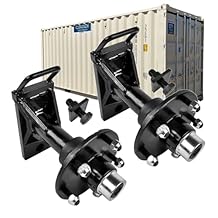 (2-Pack) 9000 lbs Shipping Container Wheels 5-Lug 5.5" Hubs, Heavy-Duty Shipping Container Axle Spindle Kit, Moves 20-40ft Containers