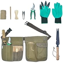 Gardenwind 14Pcs Gardening Tools for Men Gardening Hand Tools with Weeder, Scale, Sawtooth, Cut Rope, Waist Bag,Heavy Duty, Garden Gifts for dad