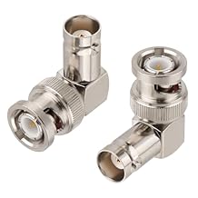 XRDS-RF BNC Male to Female Right Angle Adapter - 90 Degree Coaxial Cable Connector for CCTV, Video, and Audio Applications (2 Pack)
