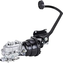 Speedway Motors Frame Mount Power Brake Pedal Assembly with 7 Inch Dual Diaphragm Booster, Disc Drum Master Cylinder, Under Floor Black Kit, compatible with 1947-54 Chevy Truck
