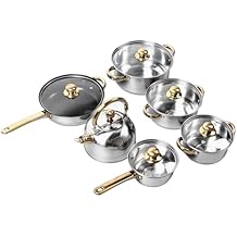 Home Stainless Steel Cookware Sets 12 Piece, Pots and Pans Kitchen Cooking Set with Stay Cool Handles, Dishwasher , Included Milk Pot, Sauce Pan, Fry Pan, Kettle