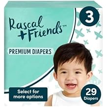 حفاضات Rascal + Friends Premium مقاس 3، 29 قطعة،عبوة واحدة، أخضر، أبيض