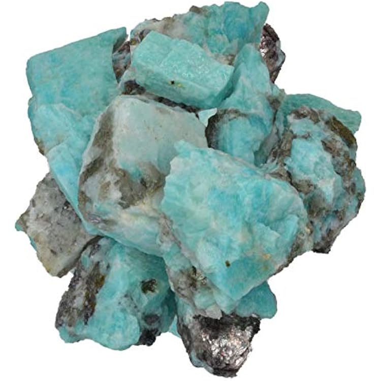 Hypnotic Gems Materials: 1 lb Bulk Rough Amazonite Stones from Madagascar - Raw Natural Crystals for Cabbing, Cutting, Lapidary, Tumbling, Polishing, Wire Wrapping, Wicca and Reiki Crystal Healing
