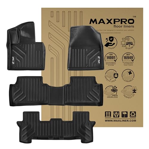 MAXPRO Floor Mats for Kia Sorento 2021-2026, Bench Seats | 3-Row Complete Set | Heavy Duty All Weather Waterproof Non-Slip Odorless TPE Floor Liners