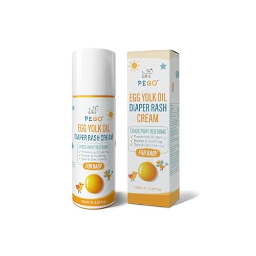 PEGO Baby Diaper Rash Cream,with Zinc Oxide,Egg Yolk Oil - Prevents, Soothes Diaper Rash,Gentle Non-Irritating for Toddlers Sensitive Skin,100ml, 3.38, Fl Oz