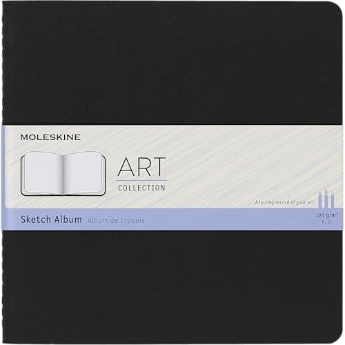 ألبوم رسم فني من Moleskine، غلاف ناعم، مربع 7.5 x 7.5 عادي، أسود، 88 صفحة