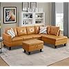 Leather Sectional Sofa Couch,L-Shape Sofa Sectional Couch Set with Storage Ottoman for Living Room/Apartment/Office(Black,Facing Right Chaise)