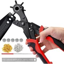 KingTool 2 في 1 ثقب جلدي احترافي مع مجموعة Grommet - مثالي للأحزمة ، أو فرق الساعات ، أو الأشرطة ، أو أطواق الكلاب ، أو السروج ، أو الأحذية ، أو النسيج ، أو المنزل أو المشاريع الحرفية