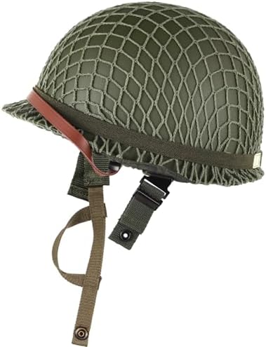 خوذة M1 للجيش الأمريكي، خوذة Ww2 Gear ذات غلاف فولاذي، مع شبكة حزام ذقن من القماش على شكل عين القطة، خوذة معدنية طبق الأصل