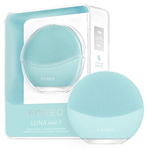 FOREO LUNA mini 3 فرشاة تنظيف الوجه فائقة النظافة - جميع أنواع البشرة - مدلك الوجه للعناية النظيفة والصحية بالوجه - امتصاص إضافي لمنتجات العناية ببشرة الوجه - مقاوم للماء - نعناع