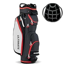 ULTIMATE Golf Cart Bag، 14 Way Top Dividers Golf Carry Bag w / Pockets & Umbrella Holder، Portable Golf Club Bag w / Soft Shoulder Strap & Rain Hood، Lightweight Golf Bag for Women & Men