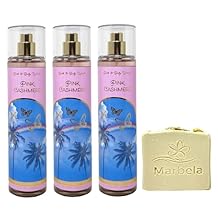 Bath & Body Works Pink Cashmere 3 Pack Fragrance Mist Bundle with a Wild Jasmine Bar Soap - Full Size