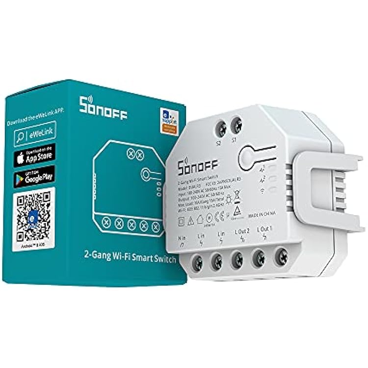 SONOFF WiFi Smart Curtain Switch with Power Metering TUV Certified, DUALR3 Dual Relay DIY Curtain, Blinds, Roller Shutter,Two Way Smart Switch,Compatible with Alexa&Google Home1 Pack