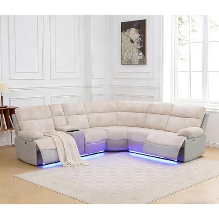 Power Reclining Sectional Sofa Set, Premium Fabric Recliner Couch with Console StorageCup Holders, L-Shaped Living Room Furniture Set for Living RoomHouseOfficePink