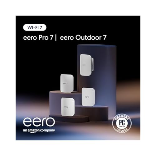 Amazon eero Pro 7 (3 عبوات) مع نظام Amazon eero Outdoor 7 (حزمة واحدة) لشبكة WiFi