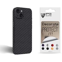 IPG Compatible with iPhone 15 Plus Decorative Carbon Fiber Vinyl Back and Sides Full Protection Anti Scratch Skin Guard - 3D Surface - Easy to Install for 15 Plus (Black Carbon Fiber)