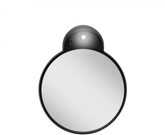 Zadro Magnification Lighted Compact Mirror with LED Light & Retractable Suction Cups Travel Makeup Mirror, Cool White 6400K Lighting, Battery Operated, Made in USA (Black, 15X | 4.3" L x 3.5" W)