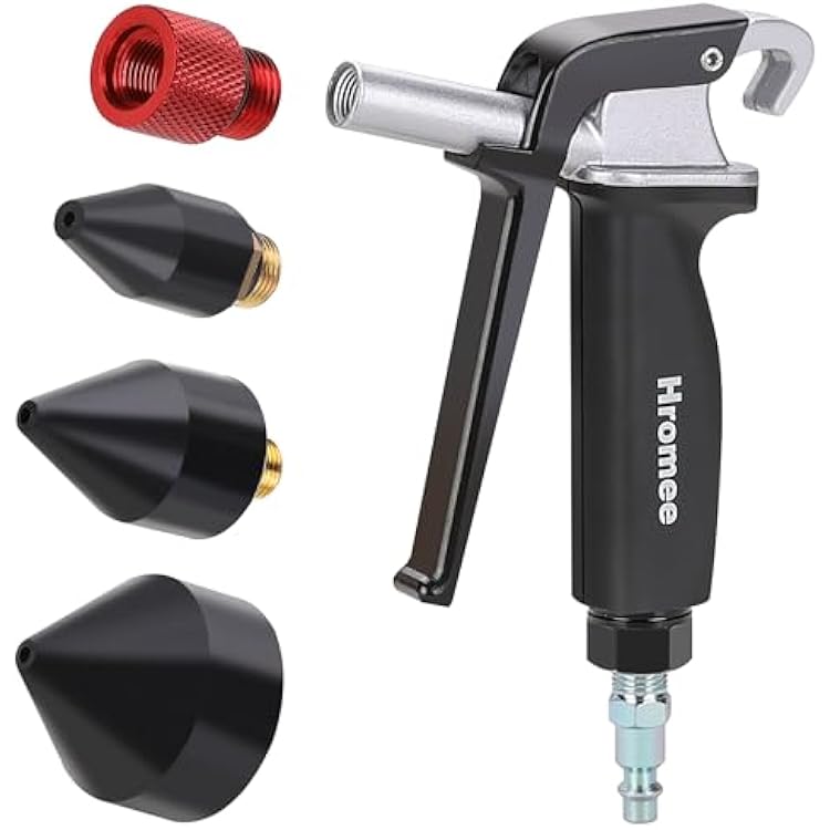 Hromee High Flow Air Blow Gun with 18-Inch Rubber Tip Set, Air Dust Gun Nozzle Compressor Accessories with 12-Inch Adapter