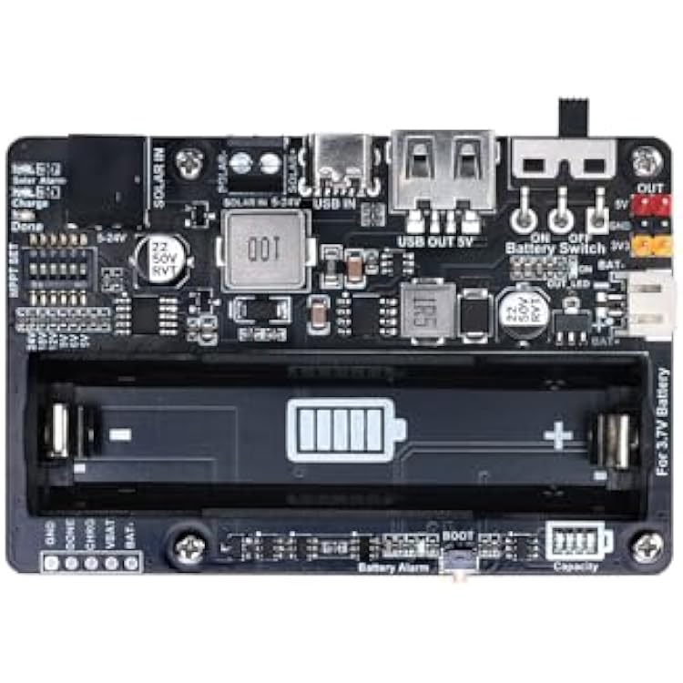 MPPT Solar Charge Controller for 5V-24V Solar Panel, Solar Energy Manager with Lithium Battery Protection, USBDC Input, Efficient Power Tracking