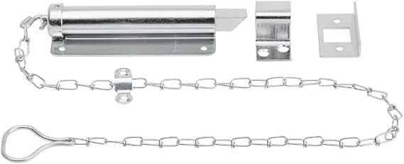 National Hardware N150-771 V820 Chain Bolt 6 in Zinc Plated Door Security Lock Latch for in-Swinging Doors Cold Rolled Steel Construction Right or Left Hand Application