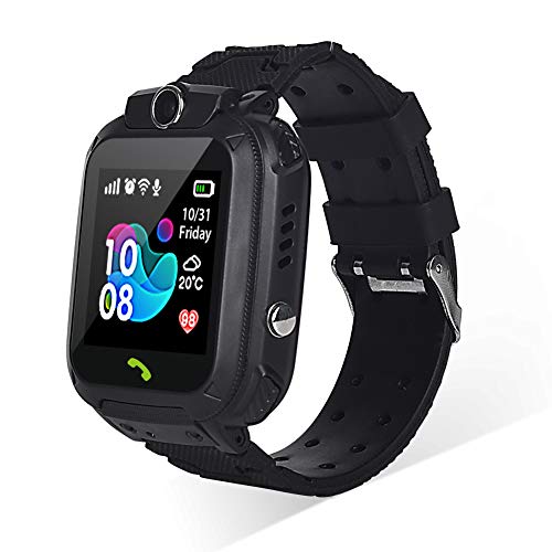 ساعة الأطفال الذكية ، IP67 للماء LBS Positioning Watch HD Touch Screen ، مع SOS Two-Way Call Call Camera SIM Slot متوافق مع iOS و Android (Black