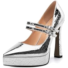 Women's High Heel Platform Pumps - Pointed Toe 2 Back Strap Buckle Dress Shoes for Work, Parties & Daily Wear, Fashion Stiletto Evening Heels
