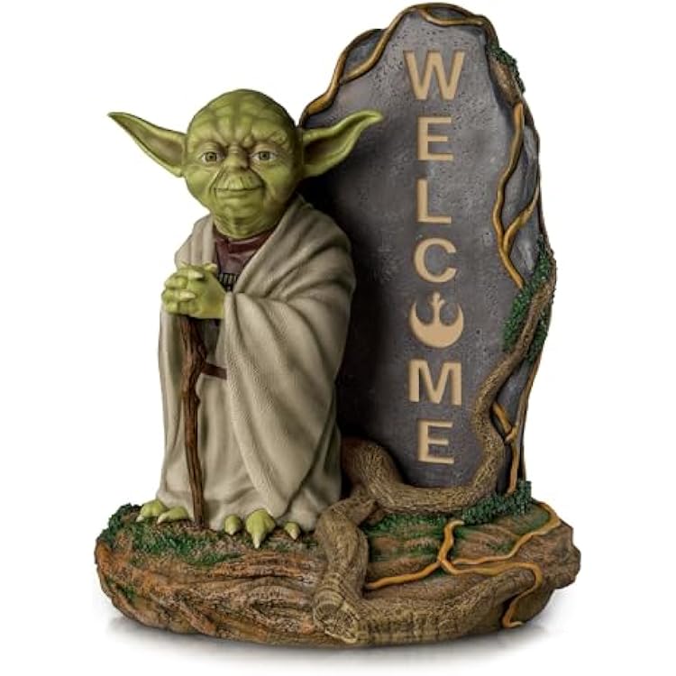 لافتة ترحيب بالطاقة الشمسية Star Wars Master Yoda من Bradford Exchange، مقاس 14 بوصة، شاشة LED مضيئة، ديكور داخلي وخارجي