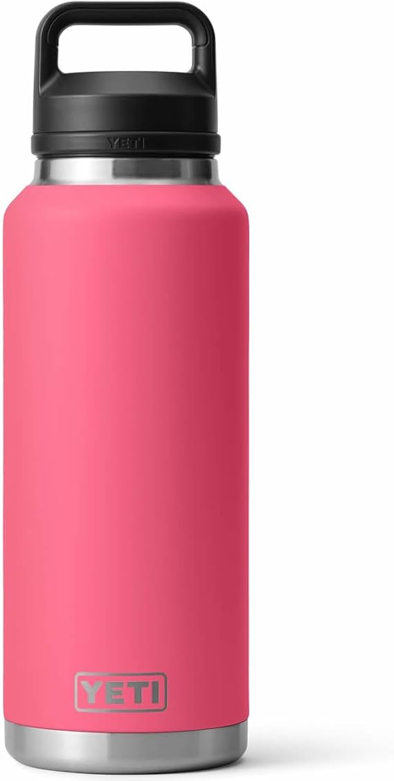 زجاجة YETI Rambler Chug، زجاجة من الفولاذ المقاوم للصدأ معزولة بالفراغ مع غطاء Chug مانع للتسرب، وردي استوائي، 46 أونصة (1.3 لتر)