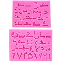 Silicone Arabic Letters Alphabet Number Mold,DIY Fondant Mould for Cake Decorating,Resin Casting Molds Kit Art Craft