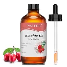 PHATOIL Organic Rosehip Seed Oil for Face 4oz118ml, USDA Certified Organic Pure and Natural Cold Pressed Base Carrier Oil, Massage Gua Sha for Face and Body, Moisturizing for Hair and All Skin Type