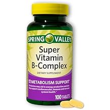 Super Vitamin B Complex- Tablets Blend Vitamins of B6 B12 C thiamine biotin folate pantothenic Acid and riboflavin, 100ct (Pack of 1)