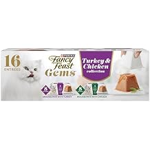 Purina Fancy Feast Gems Pate Mousse with Turkey and with Chicken Wet Cat Food Variety Pack - 4 oz. (Pack of 16)