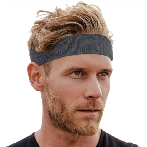Tough Headwear Terry Cloth Headband - Sweat-Wicking Running Head Band - Basketball Accessories - Headband for Washing Face